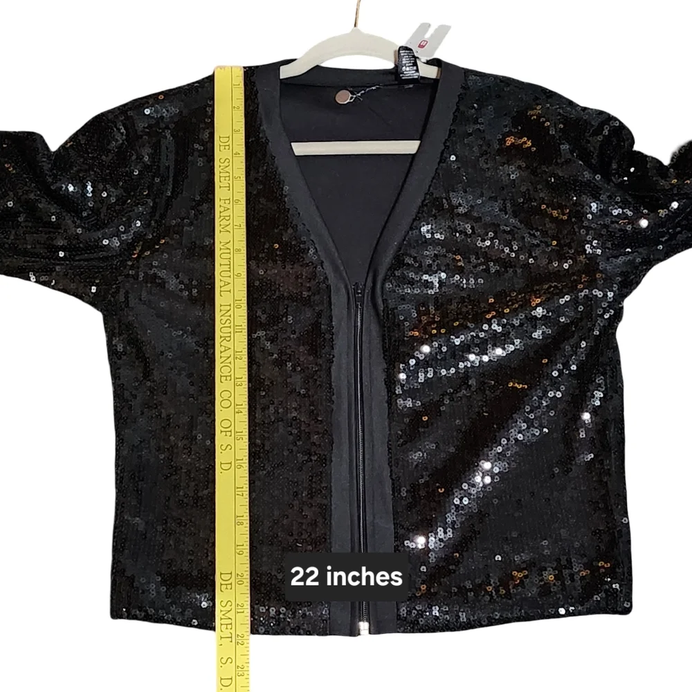 BKE Jacket Womens Medium Black Sequins Zip Front Party Holiday Glam Edgy NWT - Picture 8 of 11